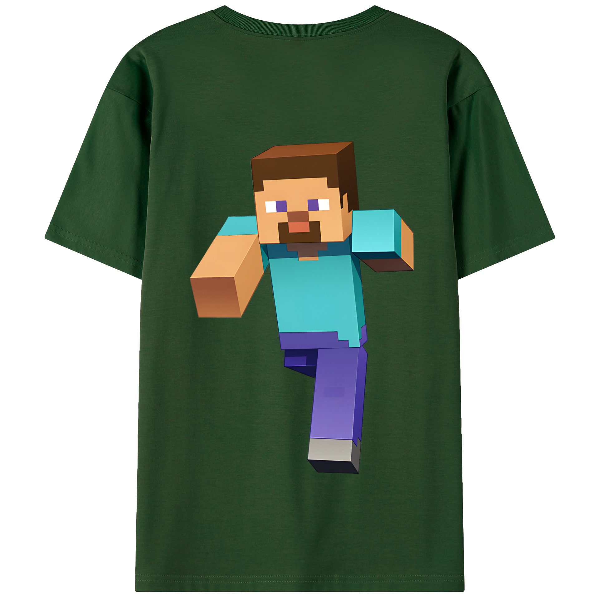 （画像用） マインクラフト ブロックの世界 Minecraft MC Block world 綿100％半袖Tシャツ（背面プリント）